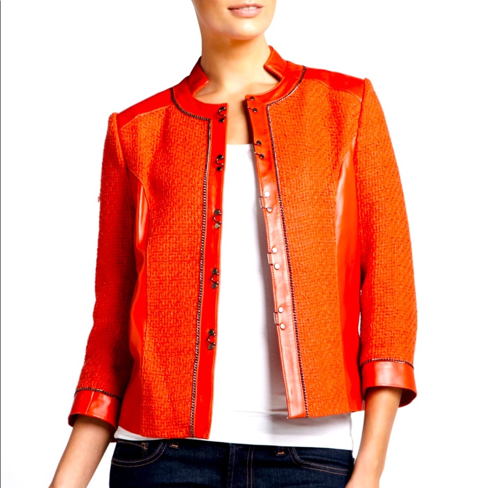 Vintage Bagatelle Women's Orange Leather and Cotton jacket
